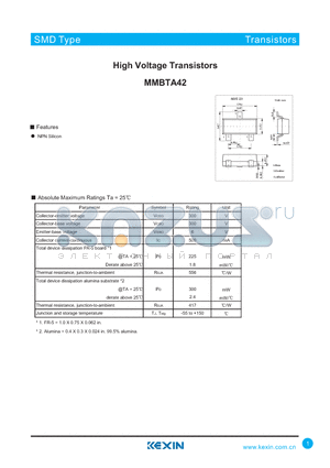 MMBTA42 datasheet - High Voltage Transistors