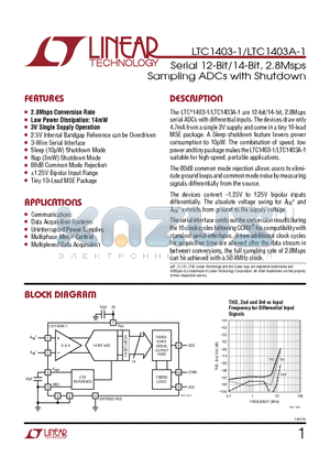 LTC1407 datasheet - Serial 12-Bit/14-Bit, 2.8Msps