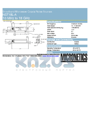 NST18L-A datasheet - Broadband Microwave Coaxial Noise Sources 10 MHz to 18 GHz