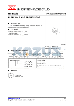 MMBTA42-AE3-R datasheet - HIGH VOLTAGE TRANSISTOR