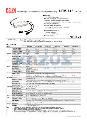 LDV-185 datasheet - 185W Multiple Channel Output Switching Power Supply