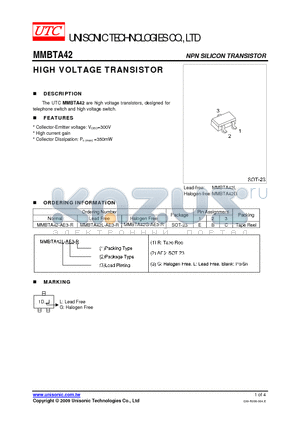 MMBTA42G-AE3-R datasheet - HIGH VOLTAGE TRANSISTOR