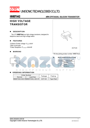 MMBTA42L-AE3-R datasheet - HIGH VOLTAGE TRANSISTOR