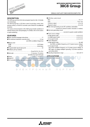 M38C80E3-XXXFP datasheet - SINGLE-CHIP 8-BIT CMOS MICROCOMPUTER