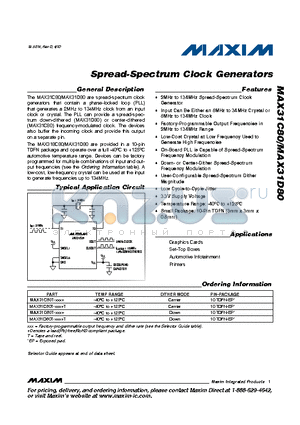 MAX31D80T-UGQ+ datasheet - Spread-Spectrum Clock Generators