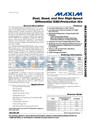 MAX3205EABL-T datasheet - Dual, Quad, and Hex High-Speed Differential ESD-Protection ICs