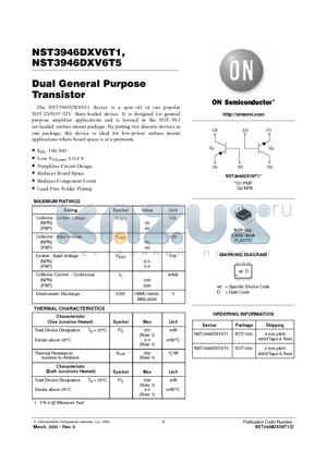 NST3946DXV6T1 datasheet - Dual General Purpose Transistor