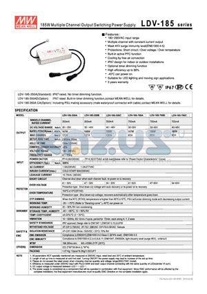 LDV-185_12 datasheet - 185W Multple Channel Output Switching Power Supply