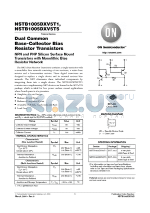 NSTB1005DXV5_04 datasheet - Dual Common Base-Collector Bias Resistor Transistors