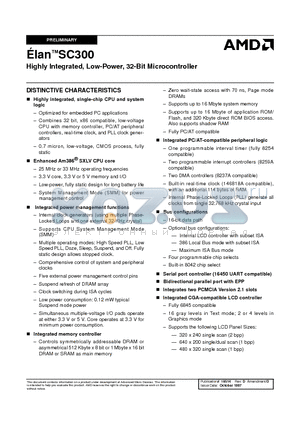 ELANSC300-25VI datasheet - Highly Integrated, Low-Power, 32-Bit Microcontroller