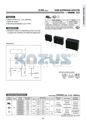 LE105-MX datasheet - NOISE SUPPRESSION CAPACITOR