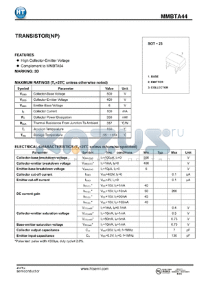 MMBTA44 datasheet - TRANSISTOR(NP)