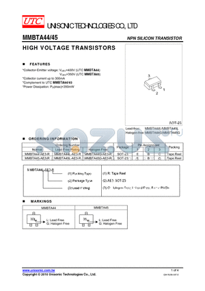 MMBTA44_10 datasheet - HIGH VOLTAGE TRANSISTORS