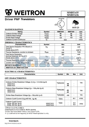 MMBTA55 datasheet - Driver PNP Transistors