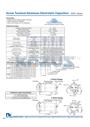 NSTL122M400V51X141F datasheet - Screw Terminal Aluminum Electrolytic Capacitors