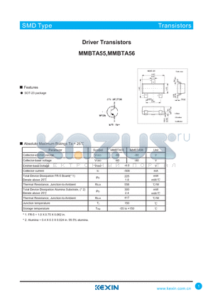 MMBTA55 datasheet - Driver Transistors