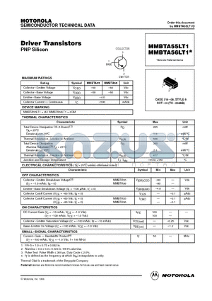 MMBTA55LT1 datasheet - Driver Transistors