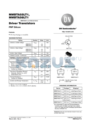 MMBTA55LT1/D datasheet - Driver Transistors(PNP Silicon)