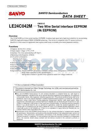 LE24C042M datasheet - Two Wire Serial Interface EEPROM (4k EEPROM)