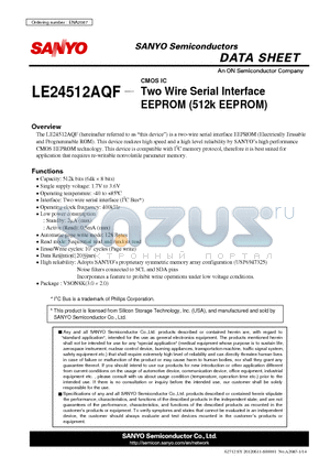 LE24512AQF datasheet - Two Wire Serial Interface EEPROM (512k EEPROM)