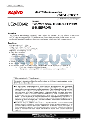 LE24CB642 datasheet - Two Wire Serial Interface EEPROM (64k EEPROM)