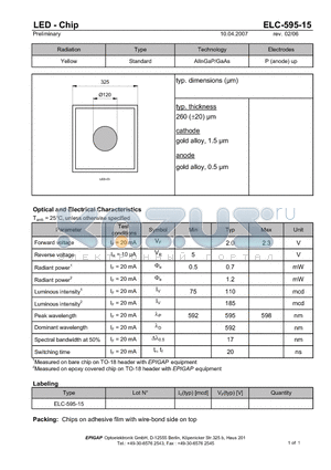 ELC-595-15 datasheet - LED - Chip