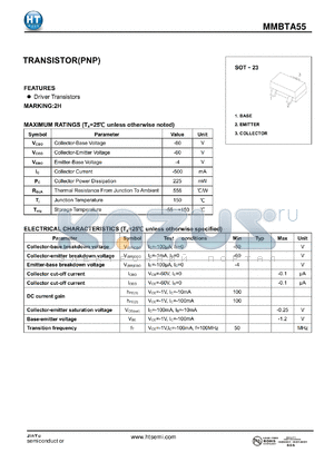 MMBTA55 datasheet - TRANSISTOR(PNP)