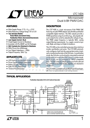 LTC1426 datasheet - Micropower Dual 6-Bit PWM DAC