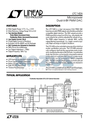 LTC1426C datasheet - Micropower Dual 6-Bit PWM DAC