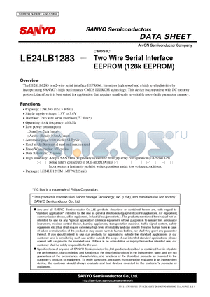 LE24LB1283 datasheet - Two Wire Serial Interface EEPROM (128k EEPROM)
