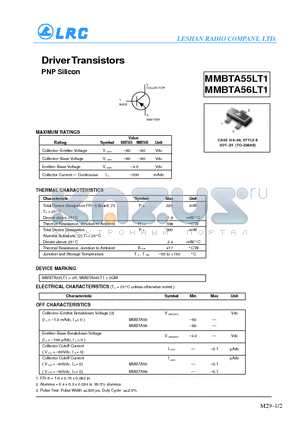 MMBTA56LT1 datasheet - Driver Transistors(PNP Silicon)