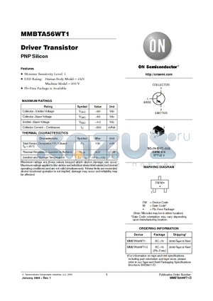 MMBTA56WT1 datasheet - Driver Transistor PNP Silicon