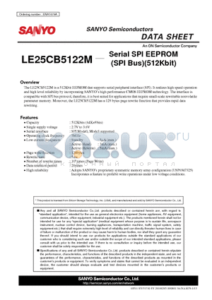 LE25CB5122M datasheet - Serial SPI EEPROM (SPI Bus)(512Kbit)