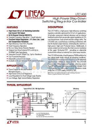 LTC1430CS8 datasheet - High Power Step-Down Switching Regulator Controller