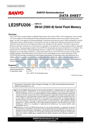 LE25FU206_11 datasheet - 2M-bit (256K8) Serial Flash Memory