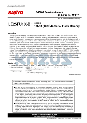 LE25FU106B datasheet - 1M-bit (128K8) Serial Flash Memory