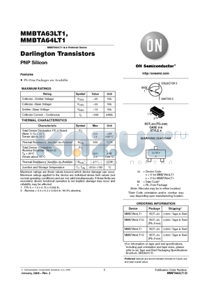 MMBTA63LT1 datasheet - Darlington Transistors PNP Silicon