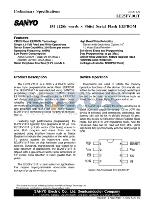 LE25FV101T datasheet - 1M (128k words  8bits) Serial Flash EEPROM