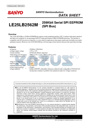 LE25LB2562M datasheet - 256Kbit Serial SPI EEPROM (SPI Bus)