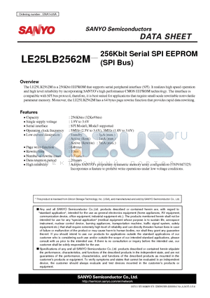 LE25LB2562M_10 datasheet - 256Kbit Serial SPI EEPROM (SPI Bus)