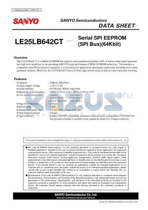 LE25LB642CT datasheet - Serial SPI EEPROM (SPI Bus)(64Kbit)
