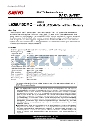 LE25U40CMC datasheet - 4M-bit (512K8) Serial Flash Memory