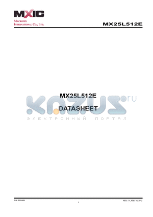 MX25L512EMI-10G datasheet - 512K-BIT [x 1/x 2] CMOS SERIAL FLASH