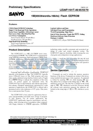 LE28F1101T-70 datasheet - 1M(65536words16bits) Flash EEPROM