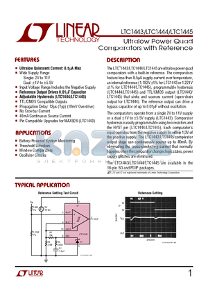 LTC1443CS datasheet - Ultralow Power Quad Comparators with Reference