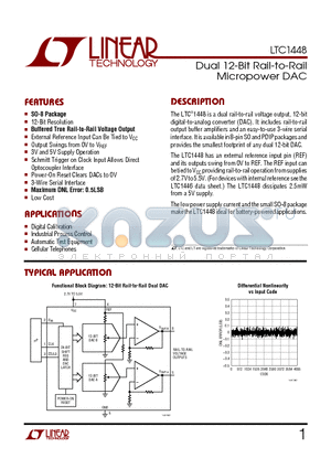LTC1448C datasheet - Dual 12-Bit Rail-to-Rail Micropower DAC