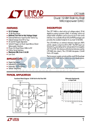 LTC1448I datasheet - Dual 12-Bit Rail-to-Rail Micropower DAC