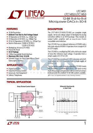 LTC1451CS8 datasheet - 12-Bit Rail-to-Rail Micropower DACs in SO-8