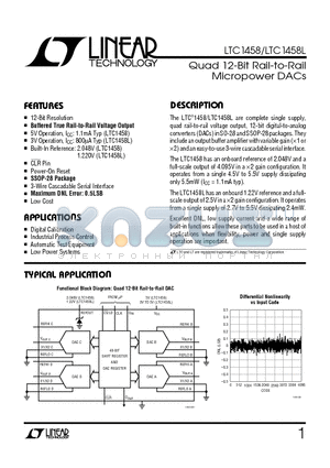 LTC1458CSW datasheet - Quad 12-Bit Rail-to-Rail Micropower DACs