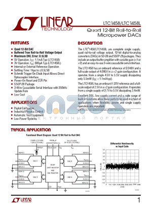 LTC1458CSW datasheet - Quad 12-Bit Rail-to-RailvMicropower DACs